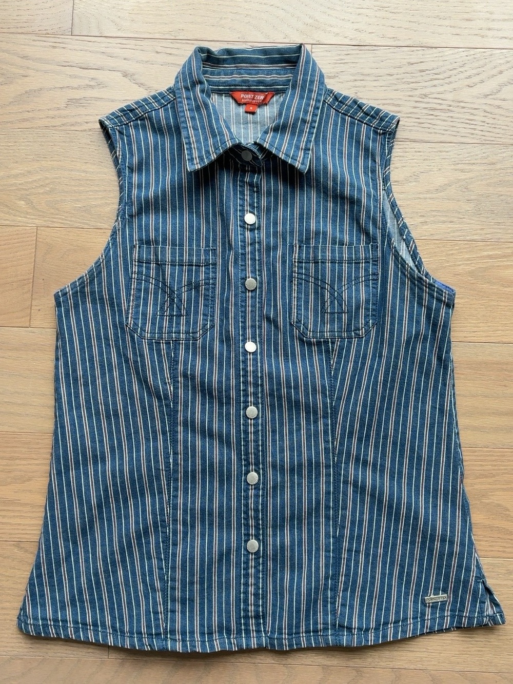 Vintage Point Zéro Denim Striped Vest – Size 5 – Y2K